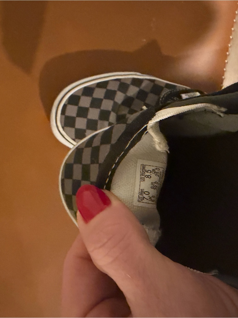 Vans Slip-On Checkerboard Sneakers in Black and Gray - Picture 5 of 5